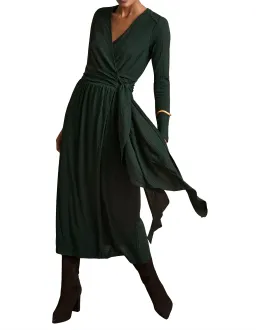 Reiss Madeline Wrap Tie Midi Dress Green Size 6 for rent on The Volte - image 3