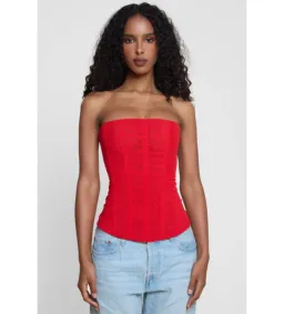 Leau Muse Mesh Corset Top in Red Size S/AU8 for rent on The Volte - image 1