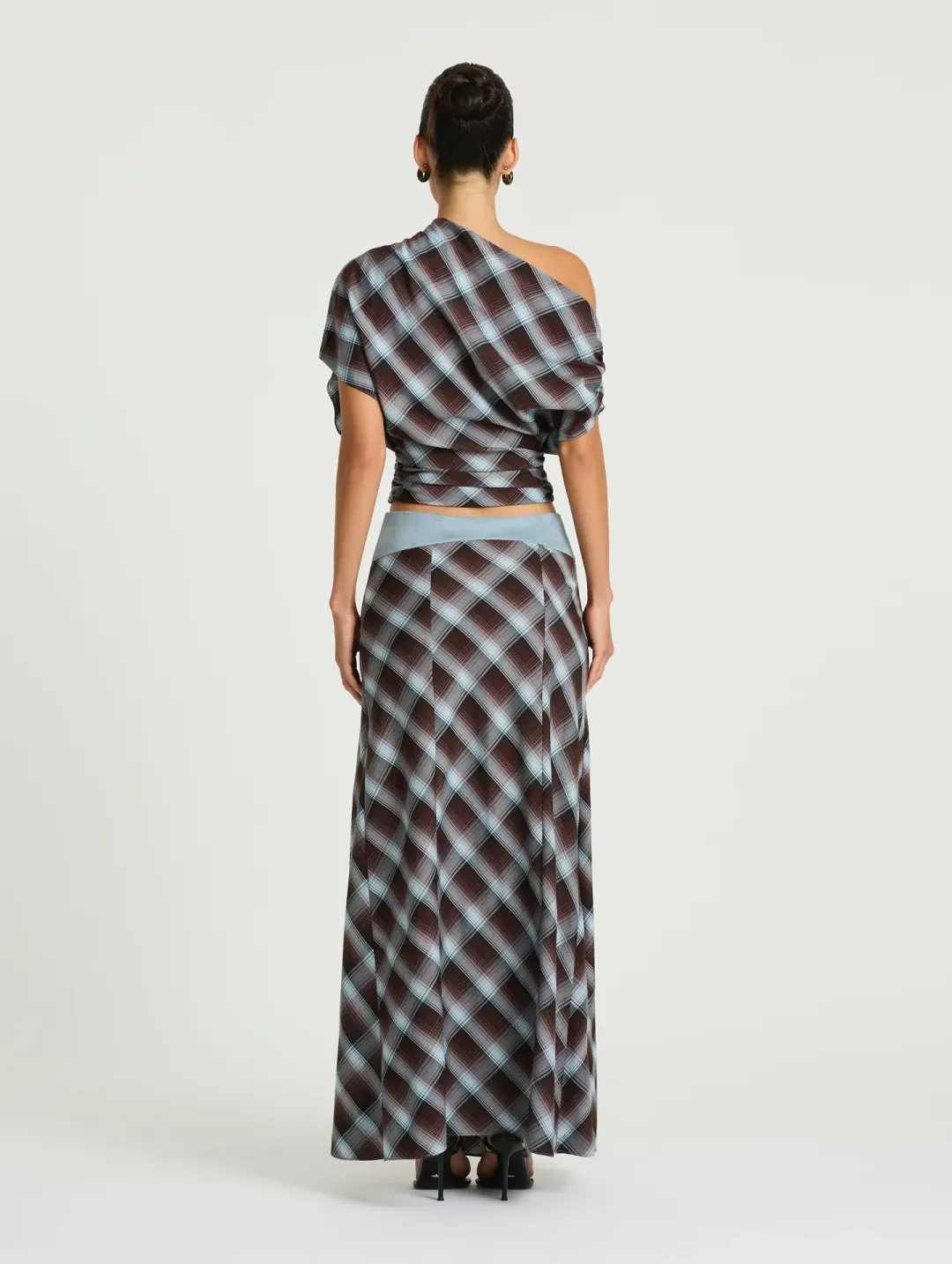 Desi Top and Skirt Set in Haze Check for rent on The Volte - main image