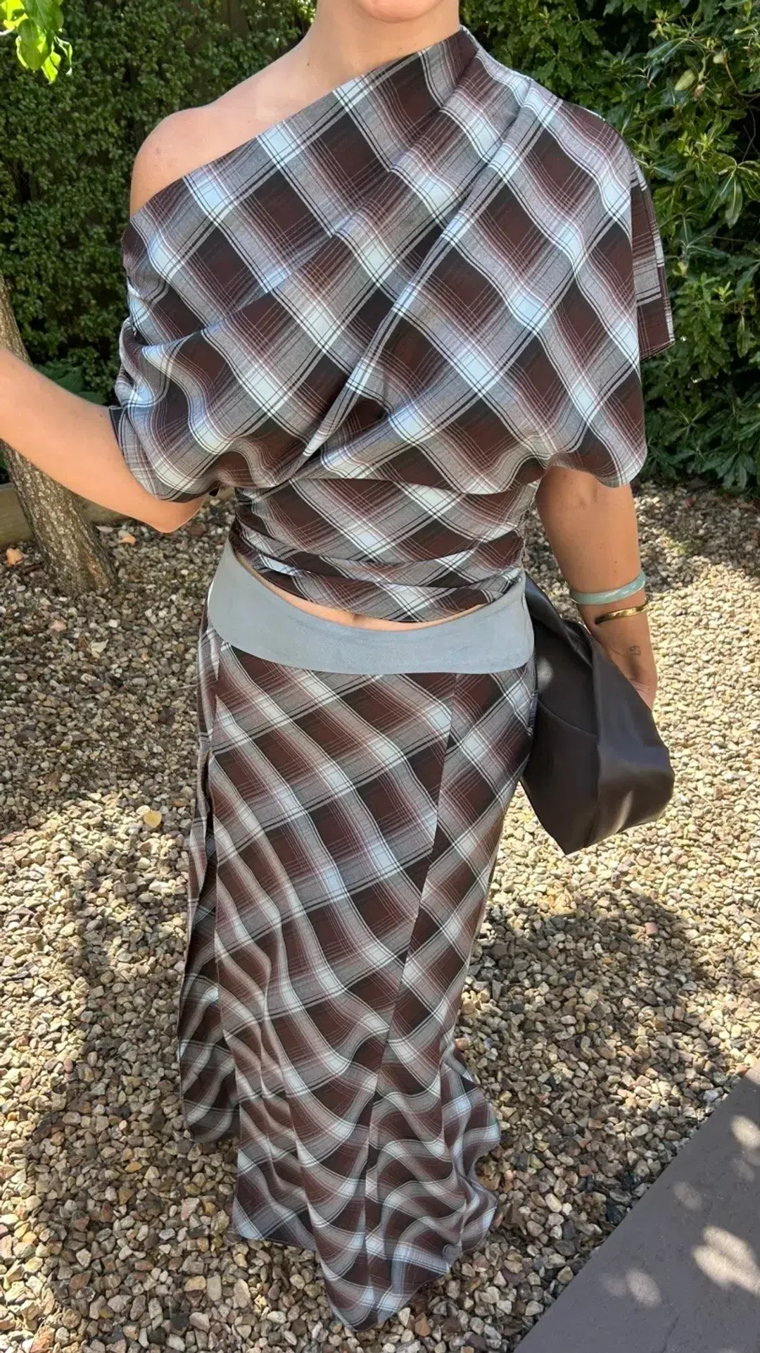 Desi Top and Skirt Set in Haze Check for rent on The Volte - main image