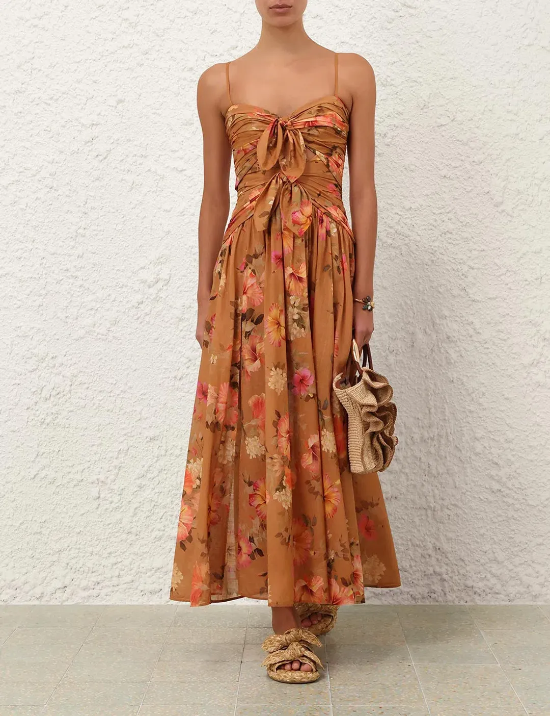 Zimmermann Mahon Tie Front Midi Dress - size 1 for rent on The Volte - main image