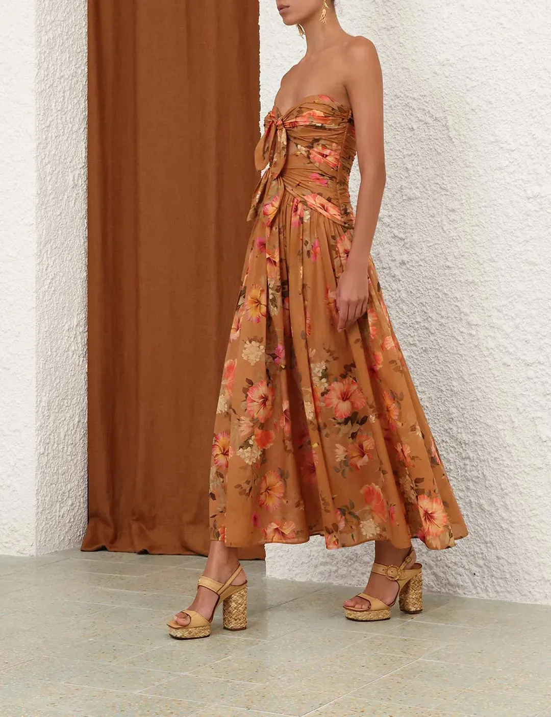 Zimmermann Mahon Tie Front Midi Dress - size 1 for rent on The Volte - main image
