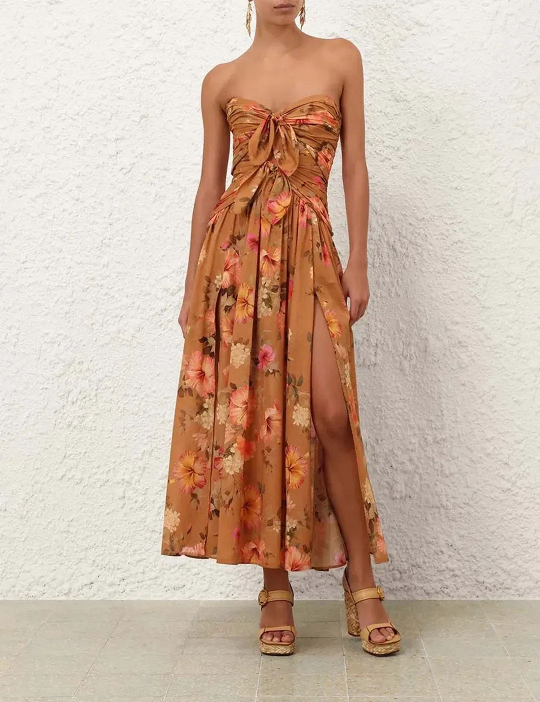 Zimmermann Mahon Tie Front Midi Dress - size 1 for rent on The Volte - main image