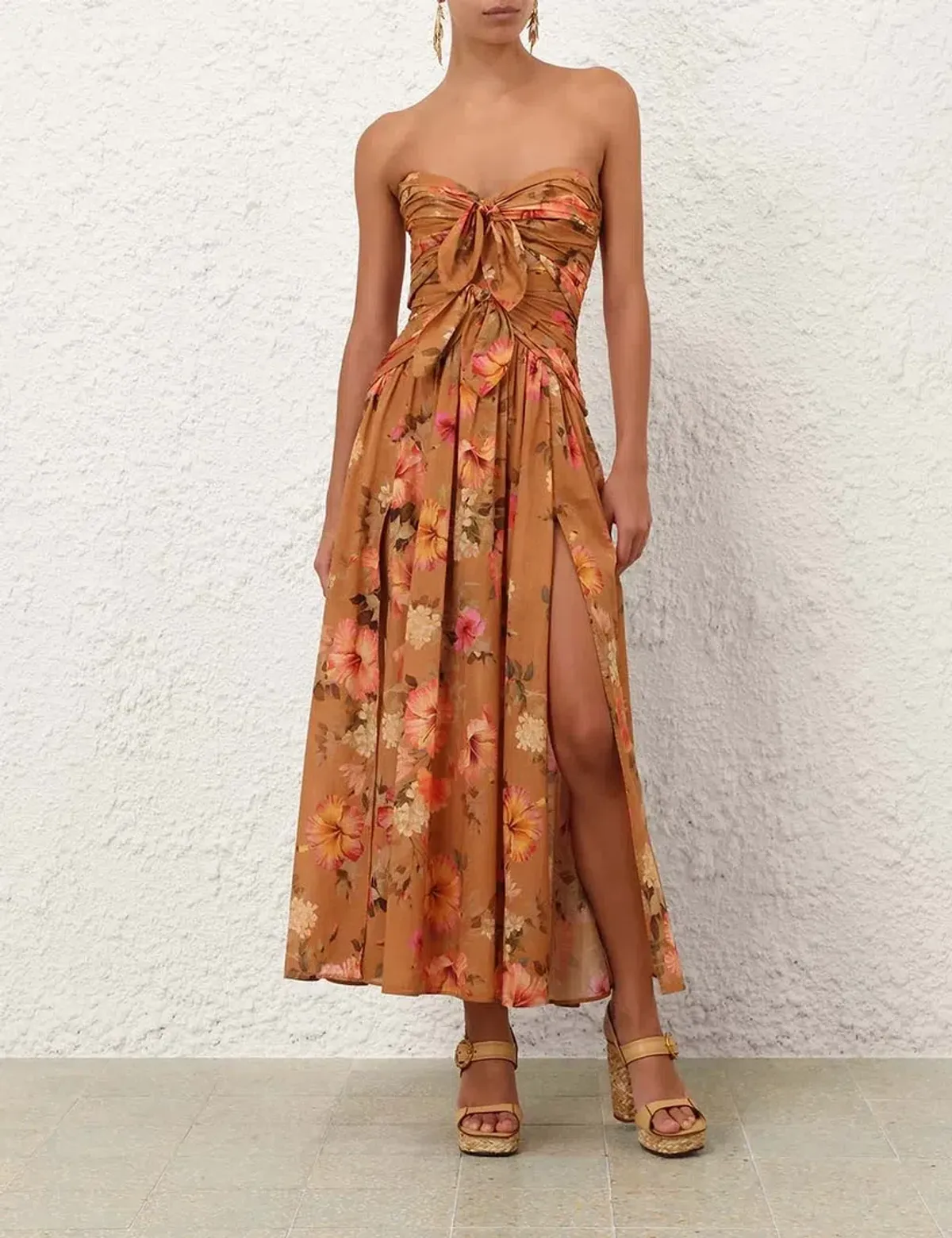 Zimmermann Mahon Tie Front Midi Dress - size 1 for rent on The Volte - main image