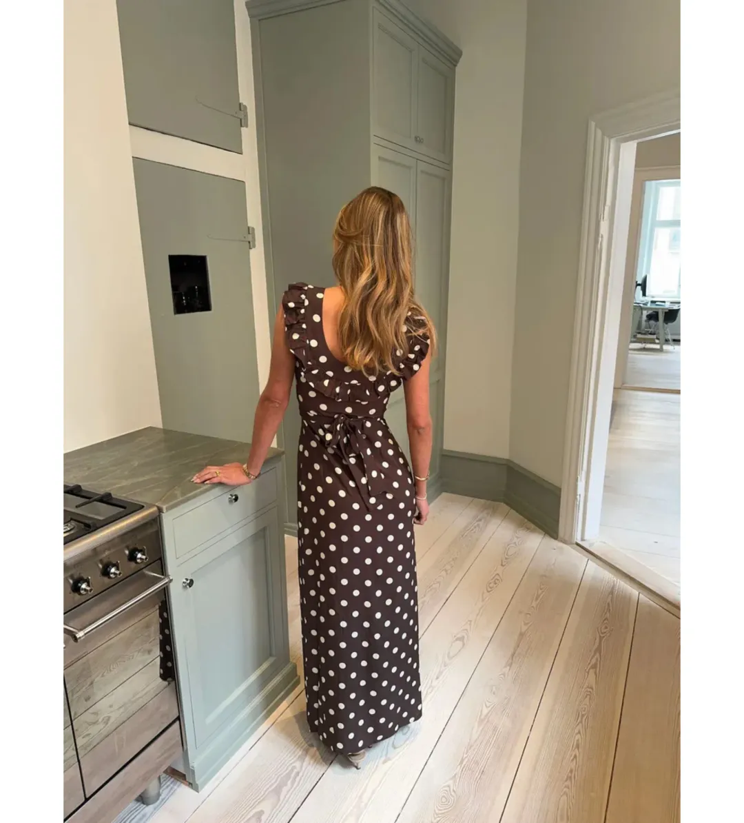 Design By Si Luna Dress in Brown/Yellow Polka Dot Size M\L for rent on The Volte - main image