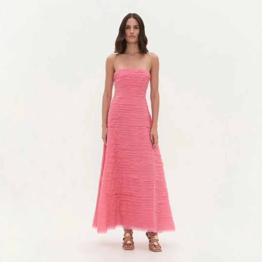 AJE Soundscape Maxi Dress In Guava Pink Size 12 for rent on The Volte - main image