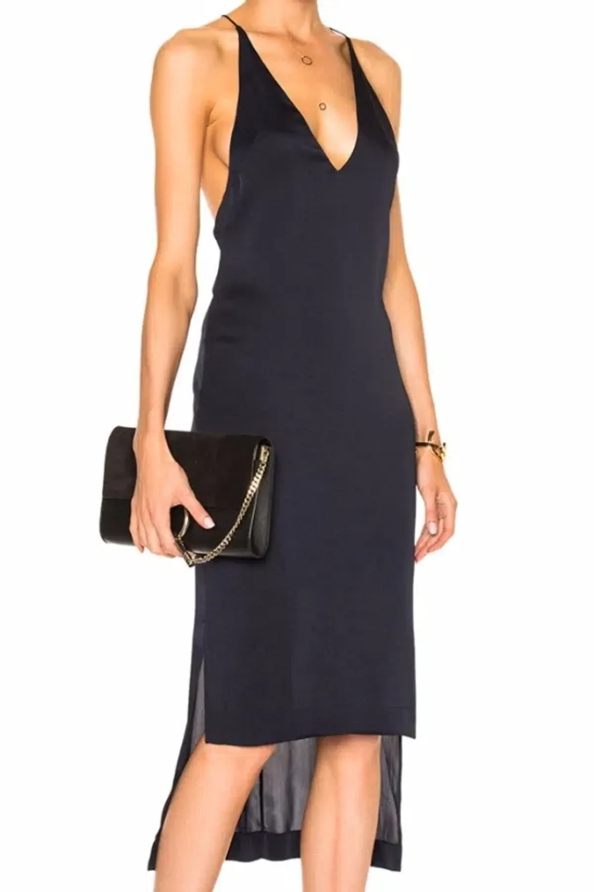 Dion Lee Fine Line Cami Slip Dress Black Size 8 for rent on The Volte - main image
