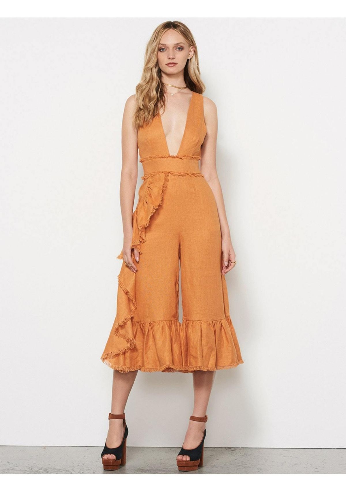 Stevie May Roosevelt Jumpsuit - Caramel for rent on The Volte - main image