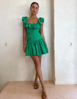 Alemais doira ruffle dress mini green size 6 for rent on The Volte - image 3