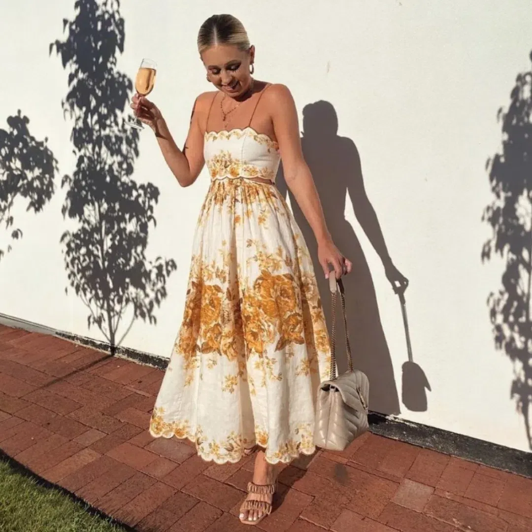Zimmermann Aliane Scallop Midi Dress Size 2 / 12 AU for rent on The Volte - main image