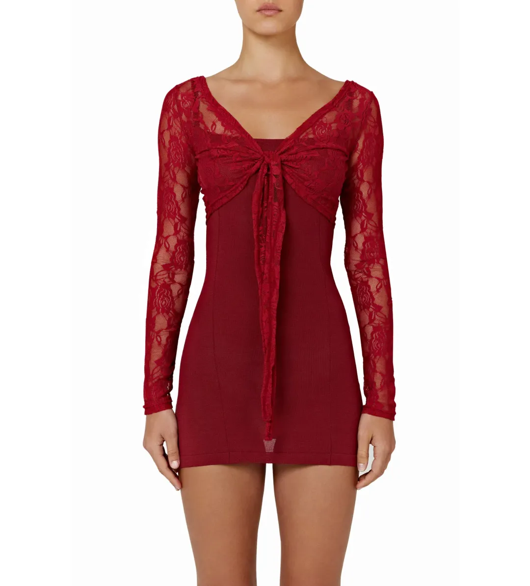 Bamba Swim Romanza Dress and Cardigan Set Rosso Size XS/AU 6 for rent on The Volte - main image