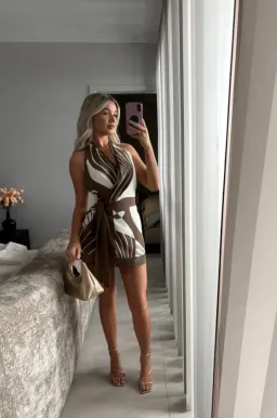 ALMARA WRAP HALTER MINI DRESS | SIZE 6 for rent on The Volte - image 1