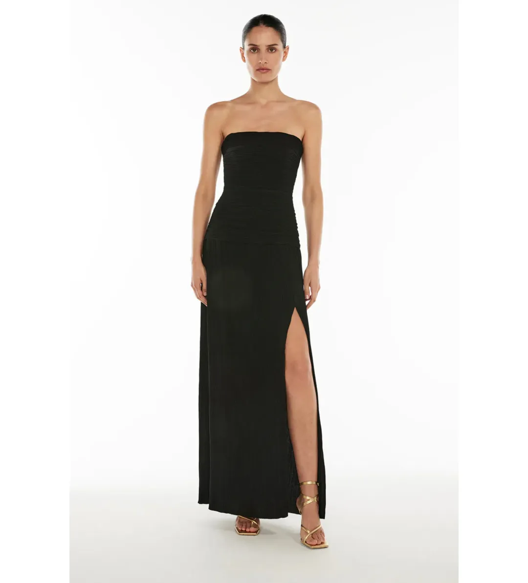 Manning Cartell Double Time Pleat Strapless Dress in Black Size AU4 for rent on The Volte - main image