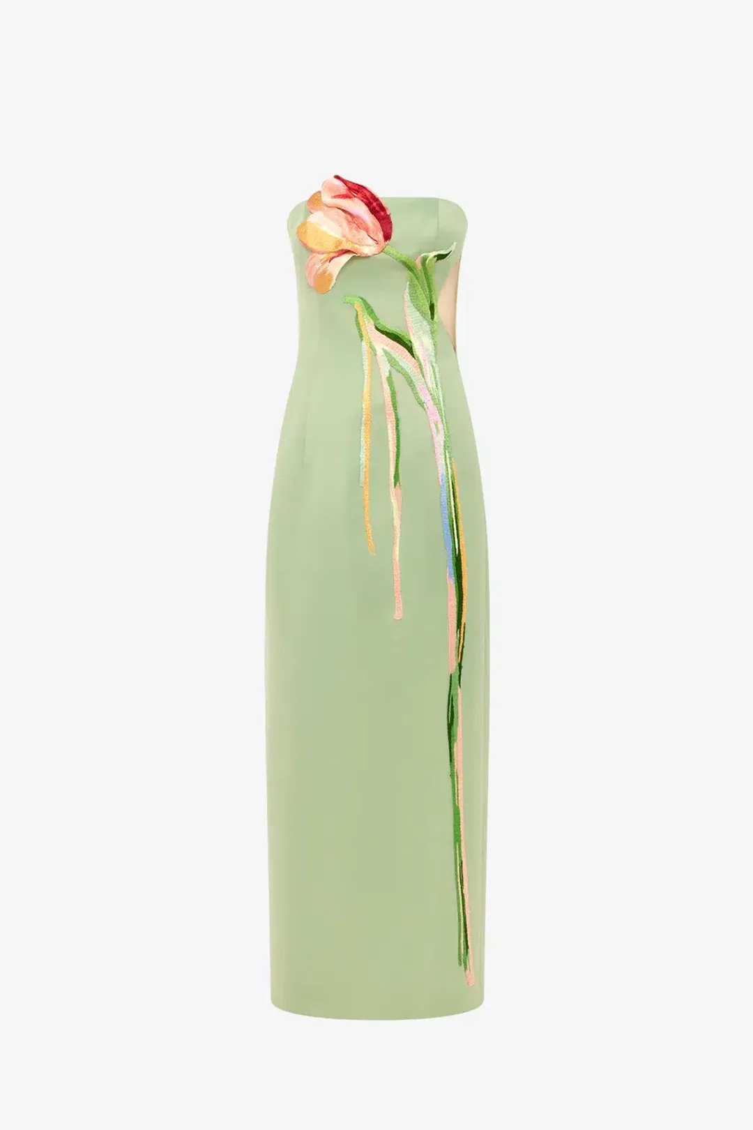 Leo Lin Marilyn Cutout Bustier Maxi Dress Tulip Print in Green Size 12 for rent on The Volte - main image