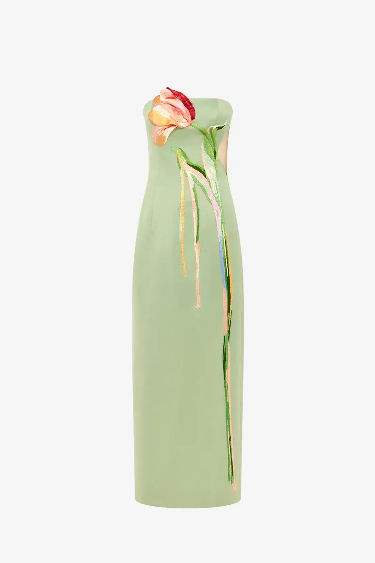 Leo Lin Marilyn Cutout Bustier Maxi Dress Tulip Print in Green Size 12 for rent on The Volte - main image