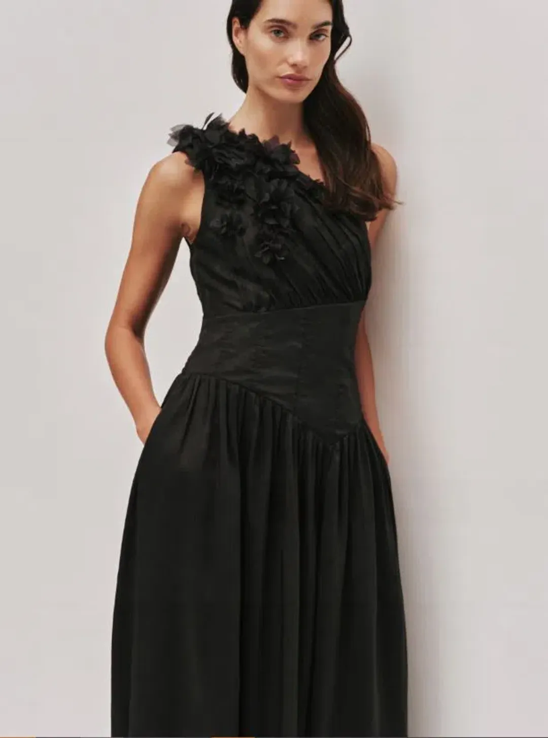 Aje Demi Midi Dress in Black Size 10 for rent on The Volte - main image