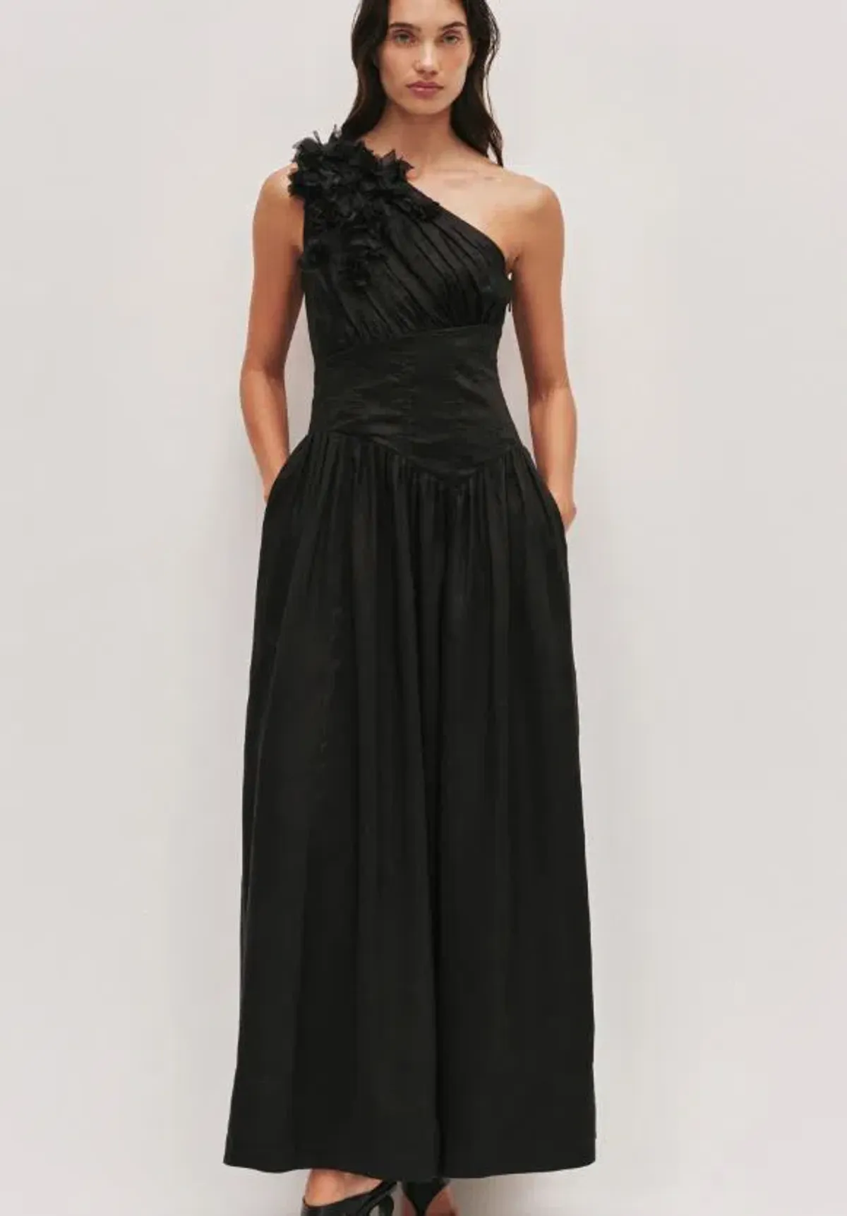 Aje Demi Midi Dress in Black Size 10 for rent on The Volte - main image