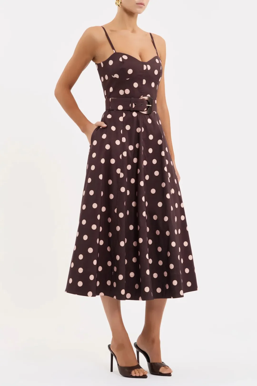 REBECCA VALLANCE VIVIANNE STRAP MIDI POLKA / SIZE 8 for rent on The Volte - main image
