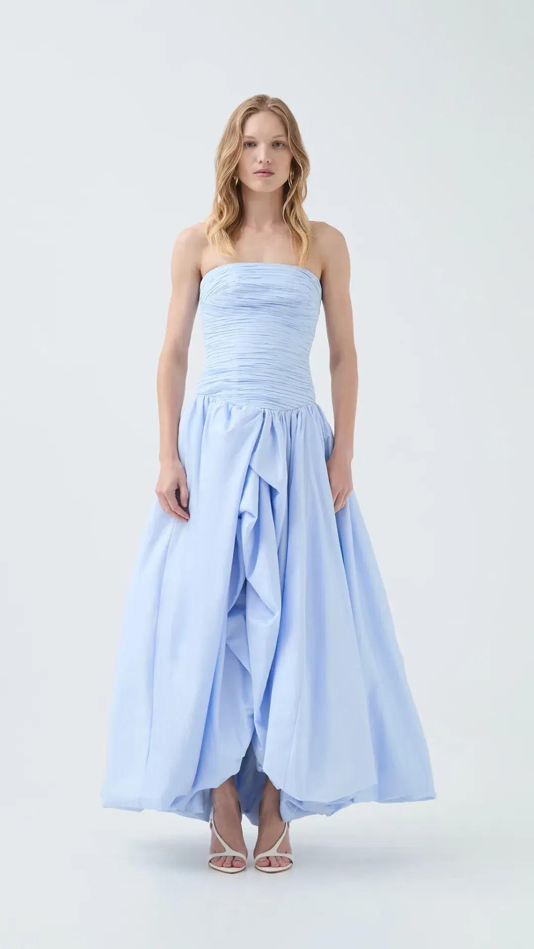 AJE Violette Bubble Hem Maxi Dress in Pearl Blue Size 6 for rent on The Volte - main image