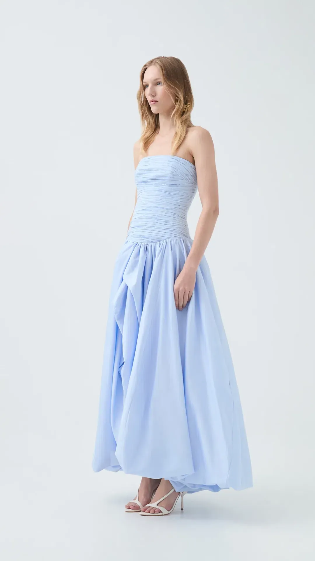 AJE Violette Bubble Hem Maxi Dress in Pearl Blue Size 6 for rent on The Volte - main image