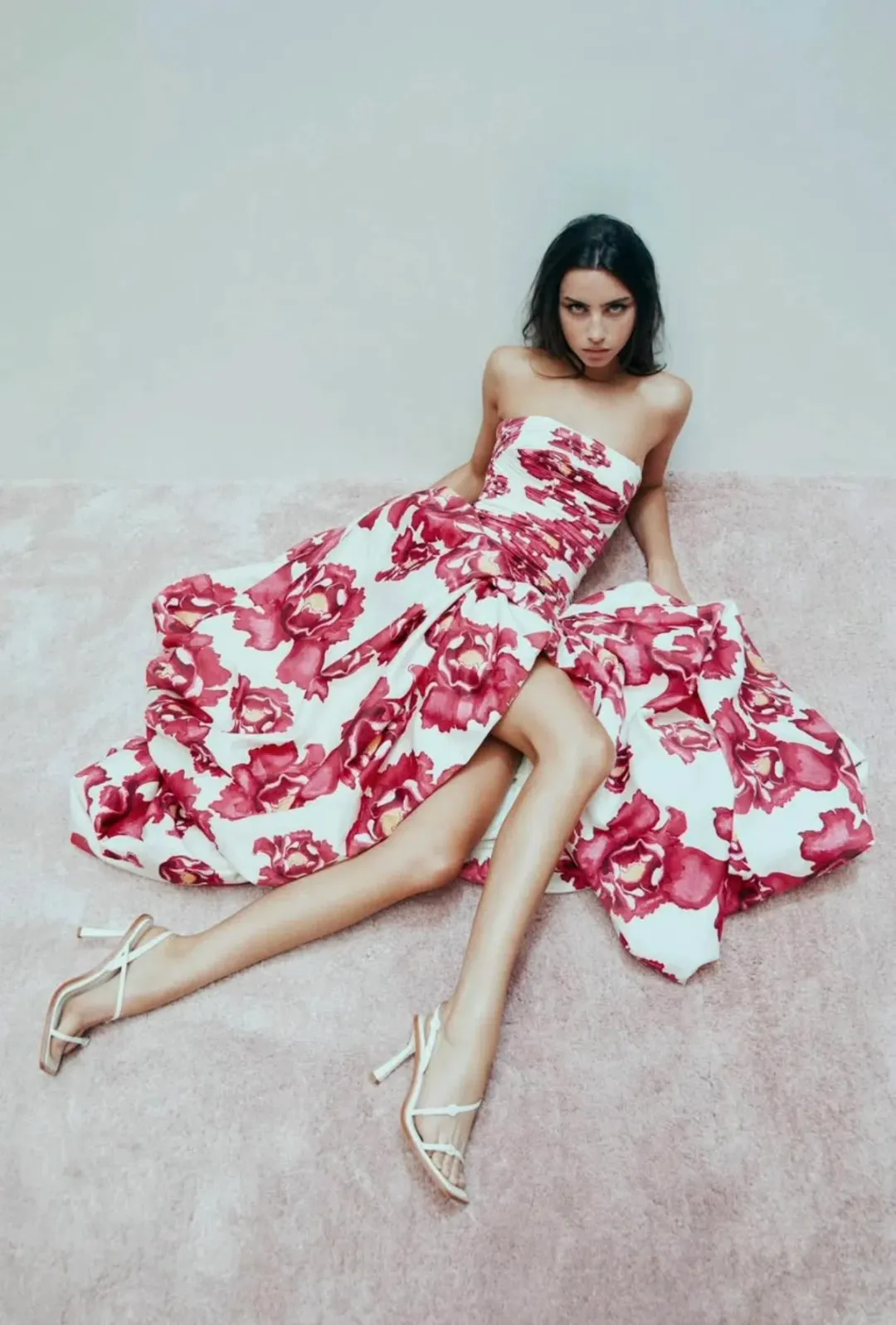 AJE Behold Pink and White Floral Maxi Dress for rent on The Volte - main image