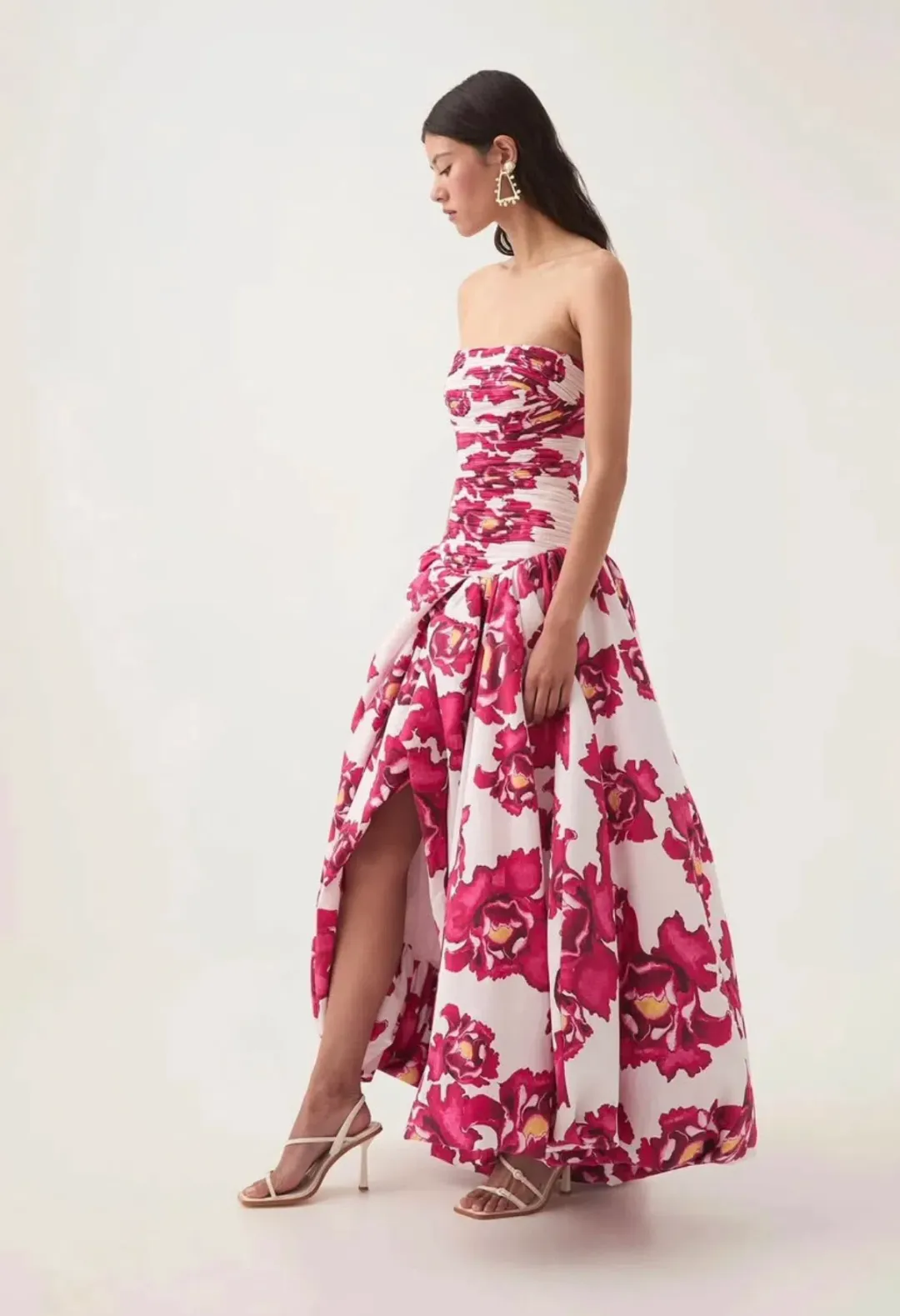 AJE Behold Pink and White Floral Maxi Dress for rent on The Volte - main image