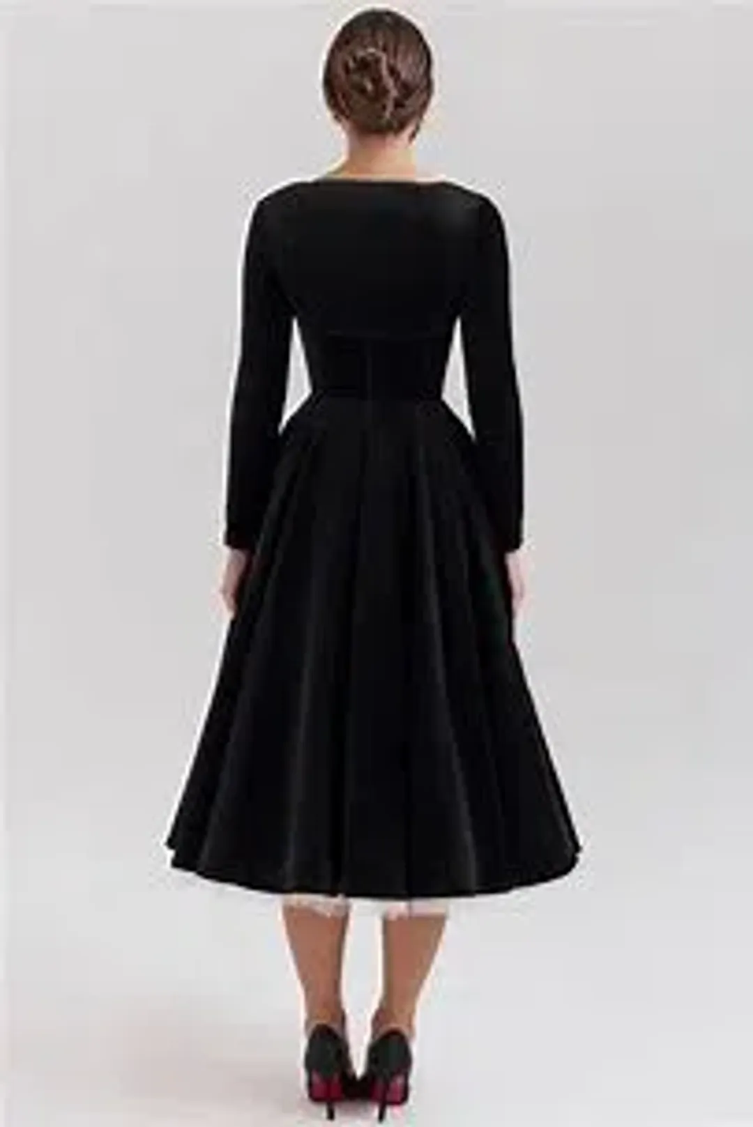 House of CB - Mademoiselle Black Velvet Tulle Midi Dress + Bolero for rent on The Volte - main image