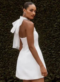 Maryam Tulle Bow Mini Dress - White for rent on The Volte - image 2