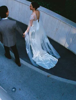 Danielle Frankel Pleated Lace Applique Veil Floor Length for rent on The Volte - image 5