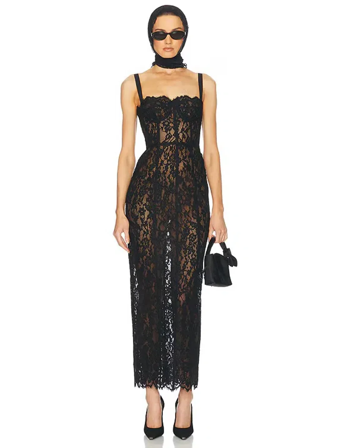 Helsa Black Lace Dress for rent on The Volte - main image