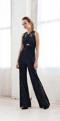 Thurley Black Lace Jumpsuit Size 10 for rent on The Volte - image 1