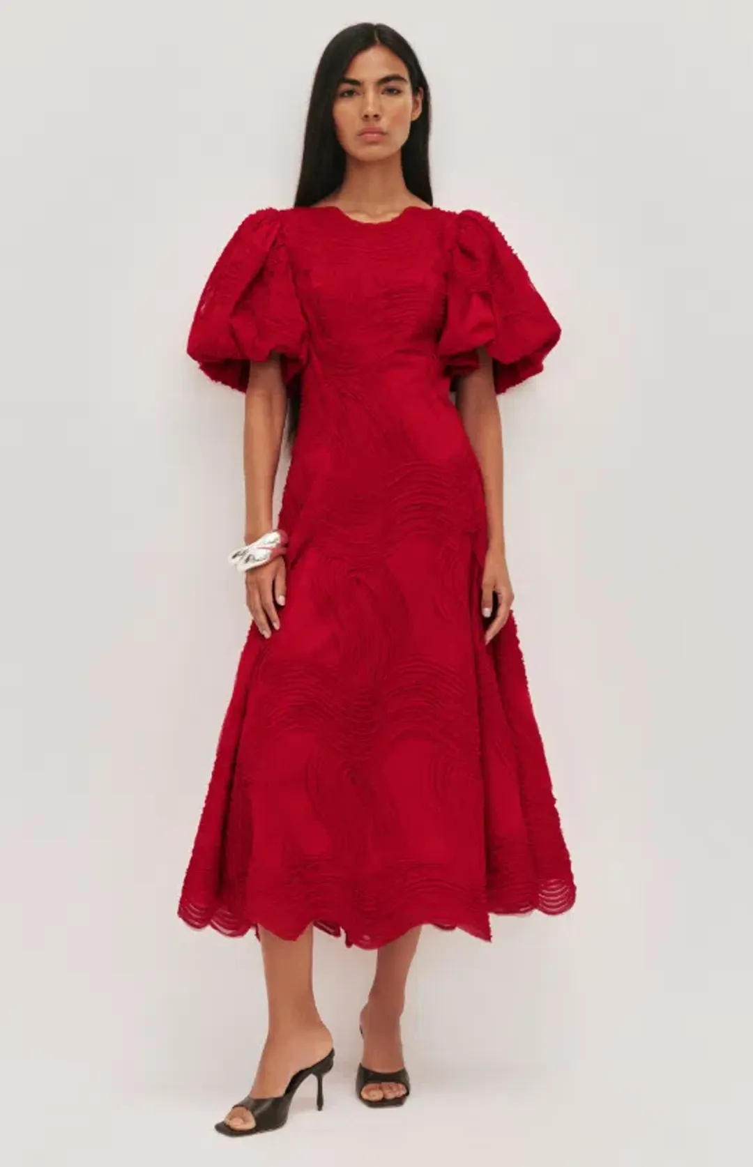 AJE Wave Midi Dress Scarlet red Size 10 for rent on The Volte - main image