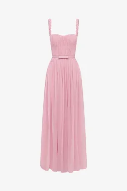 Leo Lin Angelina  Ruffled Floor Length Dress Pastel Pink Size 6 for rent on The Volte - image 1