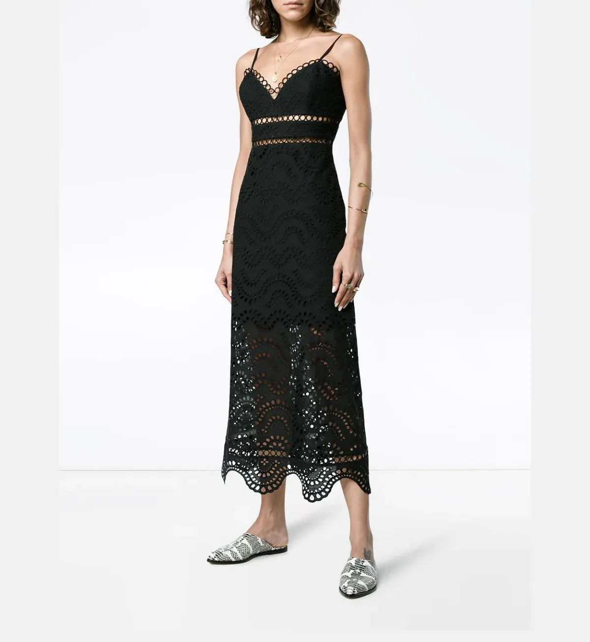 Zimmermann Jaya Wave Midi Dress Black Size 2 / Au 12 for rent on The Volte - main image