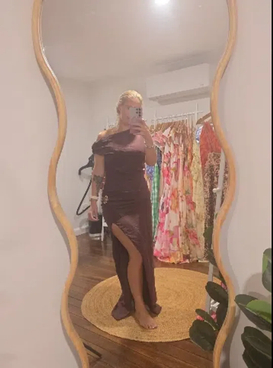 Chocolate brown sheik dress - Pretty Little Things - size 12 for rent on The Volte - main image