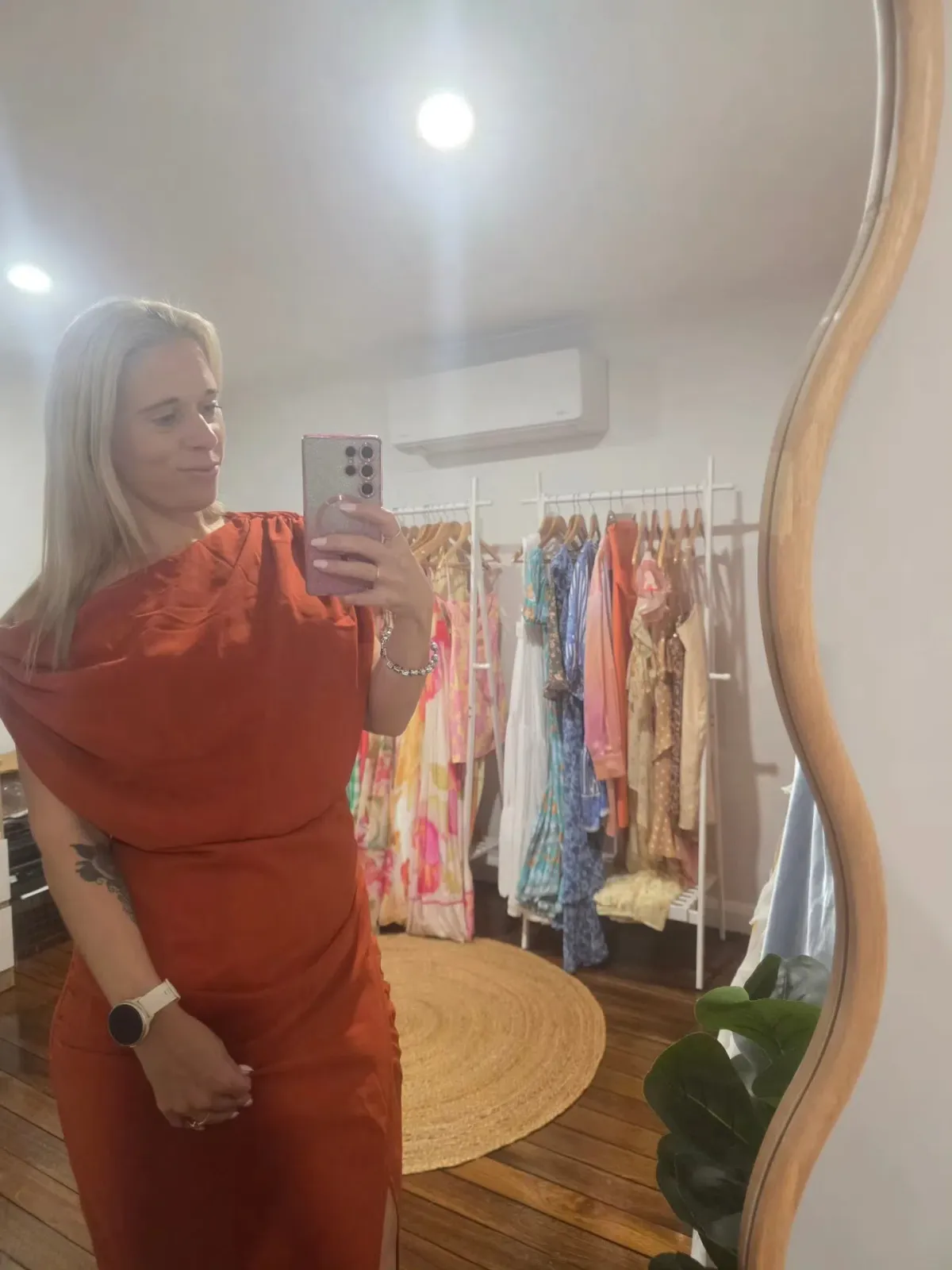 Rust Chiffon Maxi Dress - pretty little things - size 12 for rent on The Volte - main image