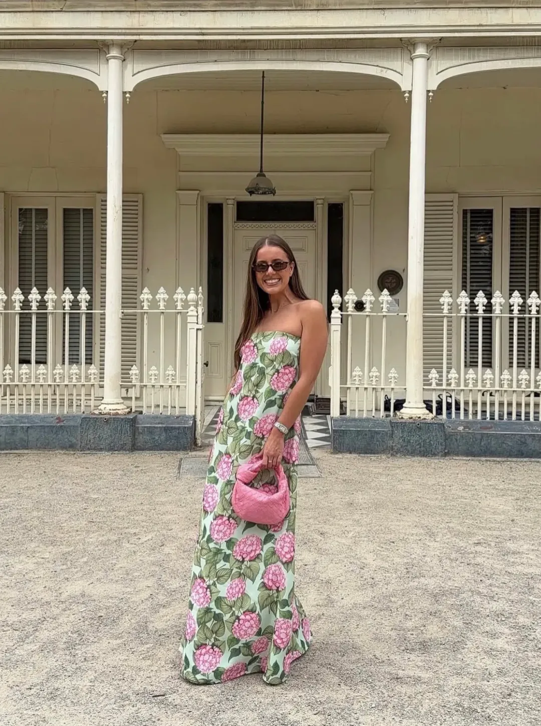 Palm Noosa Alessia Dress in Pink Jardin Size AU10 for rent on The Volte - main image