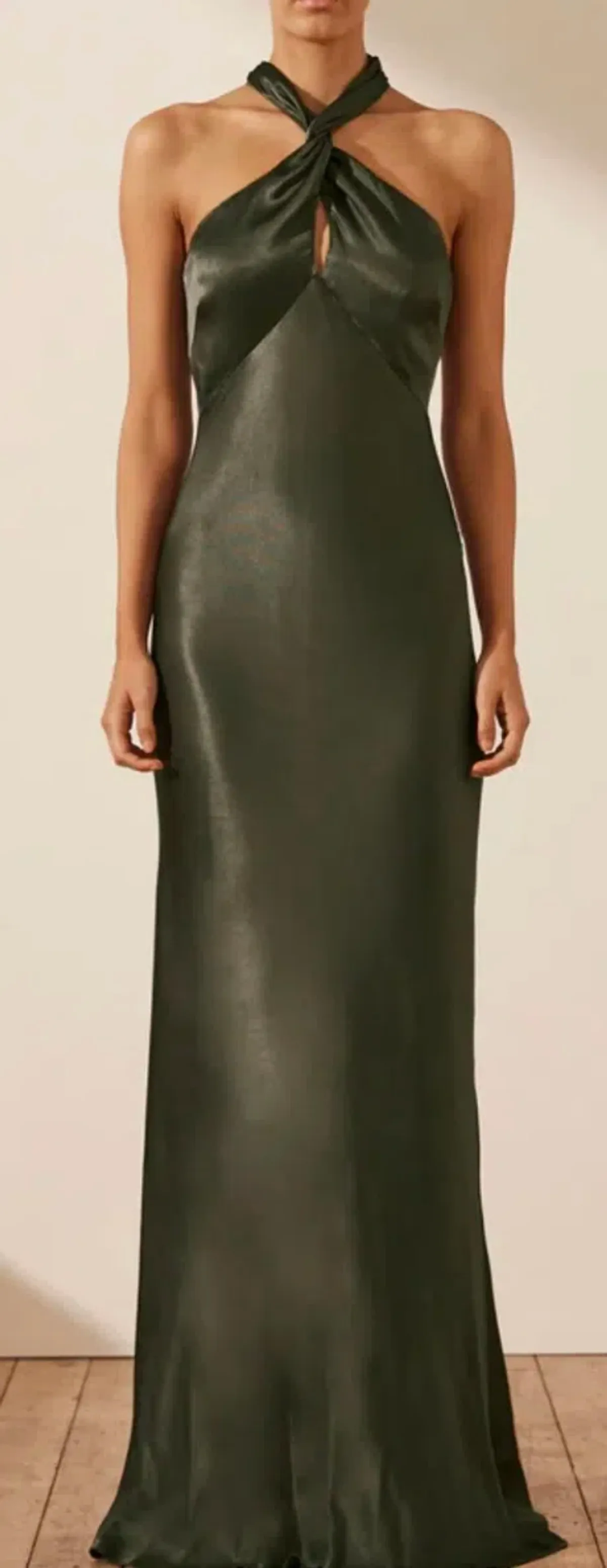 Shona Joy La Lune High Neck Twist Maxi Dress - Long Forest Size 6 for rent on The Volte - main image