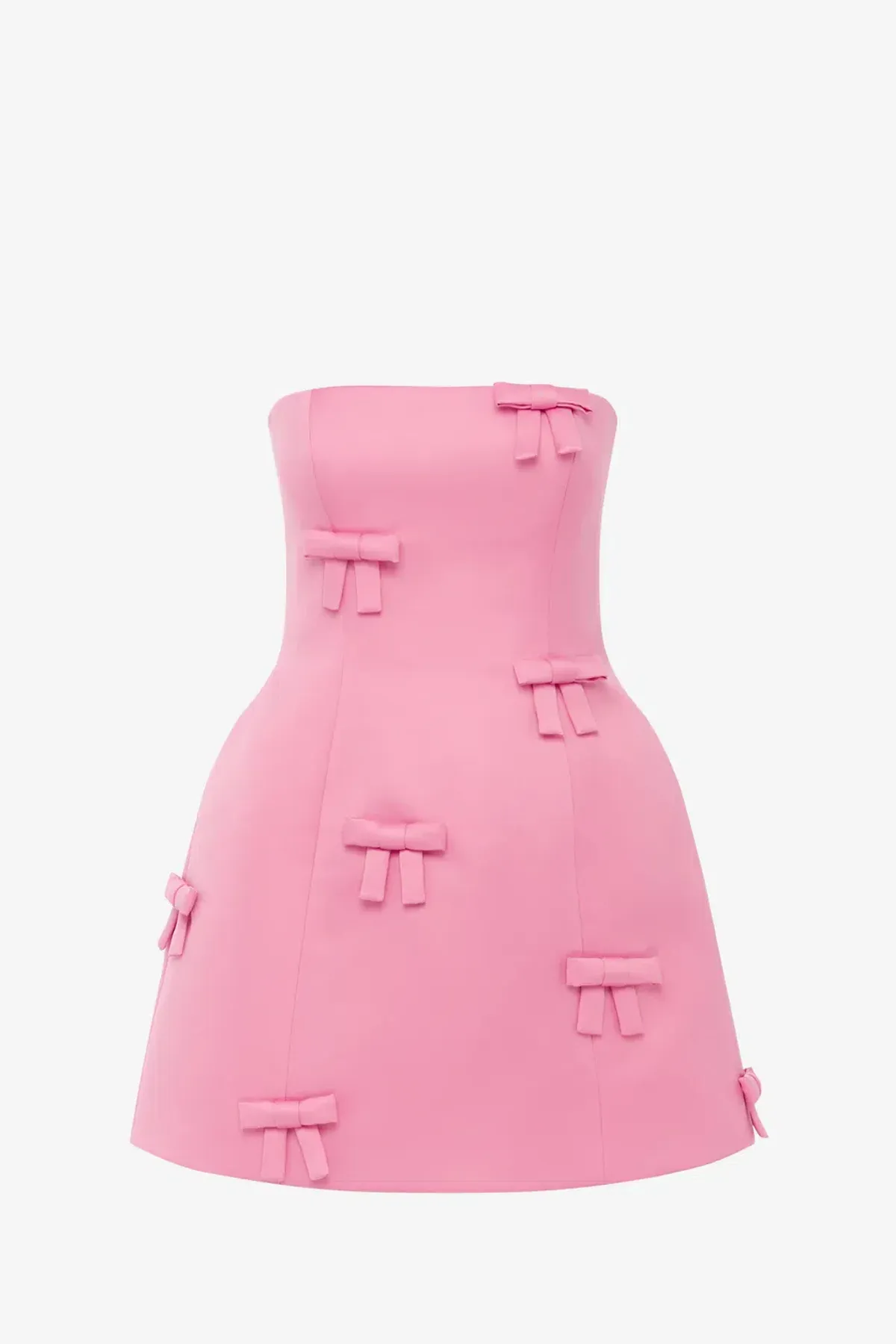 Leo Lin Roselle Bow Mini Dress Fuchsia Size 14 for rent on The Volte - main image