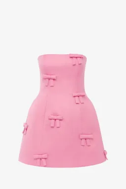 Leo Lin Roselle Bow Mini Dress Fuchsia Size 14 for rent on The Volte - image 1