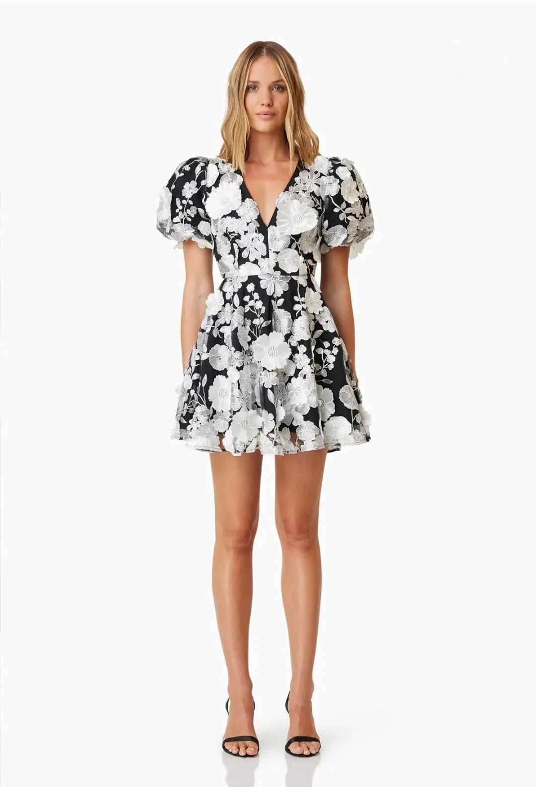 Elliatt Selene Floral Mini Dress Black Size M for rent on The Volte - main image