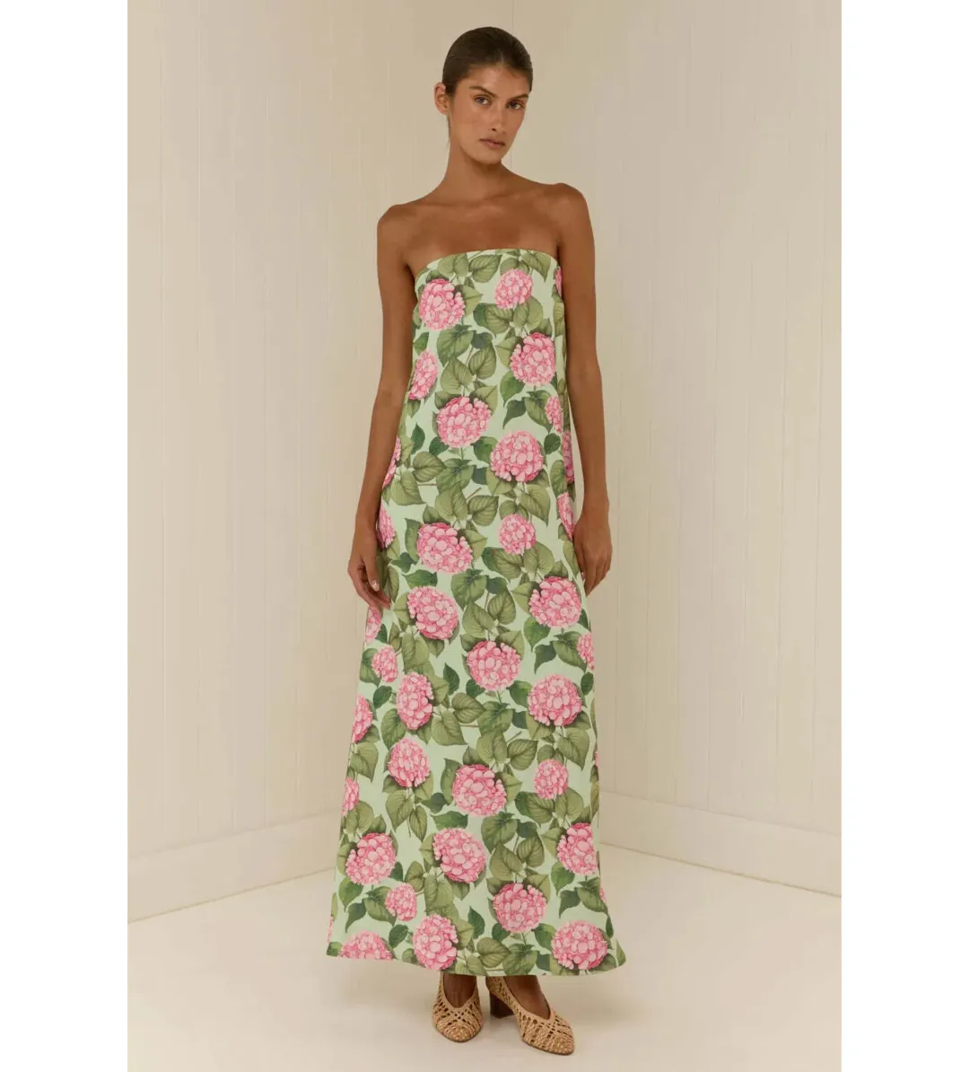 Palm Noosa Alessia Maxi Dress in Pink Jardin Size AU 12 for rent on The Volte - main image