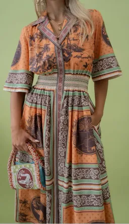 ALEMAIS ALBERTA SMOCKED MIDI DRESS SIZE 8 for rent on The Volte - image 1