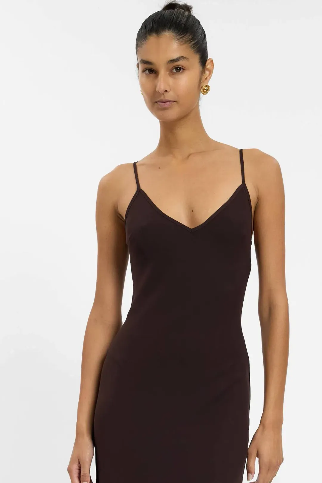 With Harper Lu Georgette Maxi Dress in Chocolate Brown Size M / AU 10 for rent on The Volte - main image