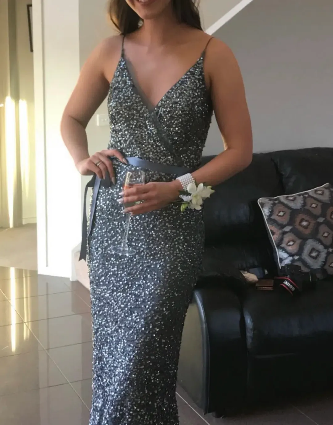 Eileen Kirby Navy Sequin gown  for rent on The Volte - main image