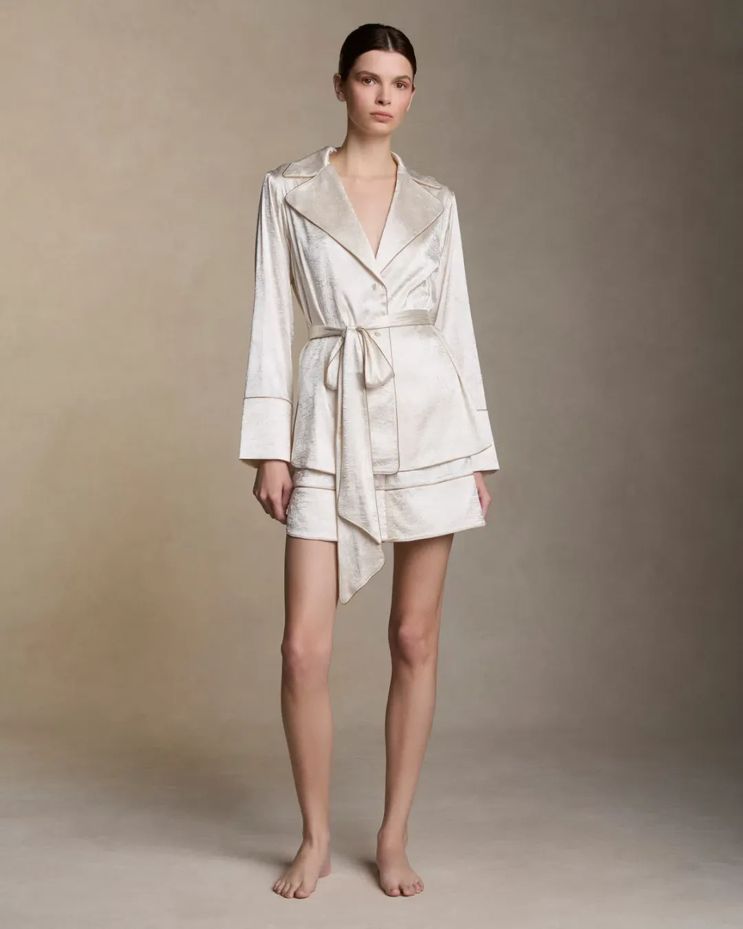 Danielle Frankel Ivory Silk Loungewear Set Size M for rent on The Volte - main image