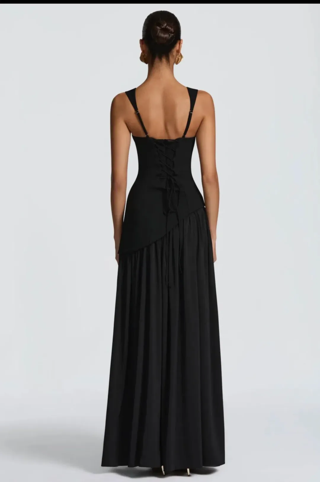 Sidonie Black Asymmetrical Maxi Gown for rent on The Volte - main image