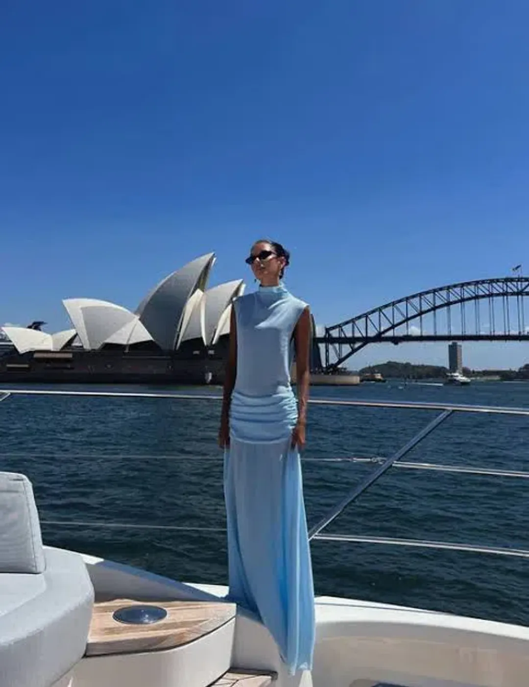 World Of Rezort Larissa Gown Size Medium M 10 Ice Baby Blue for rent on The Volte - main image