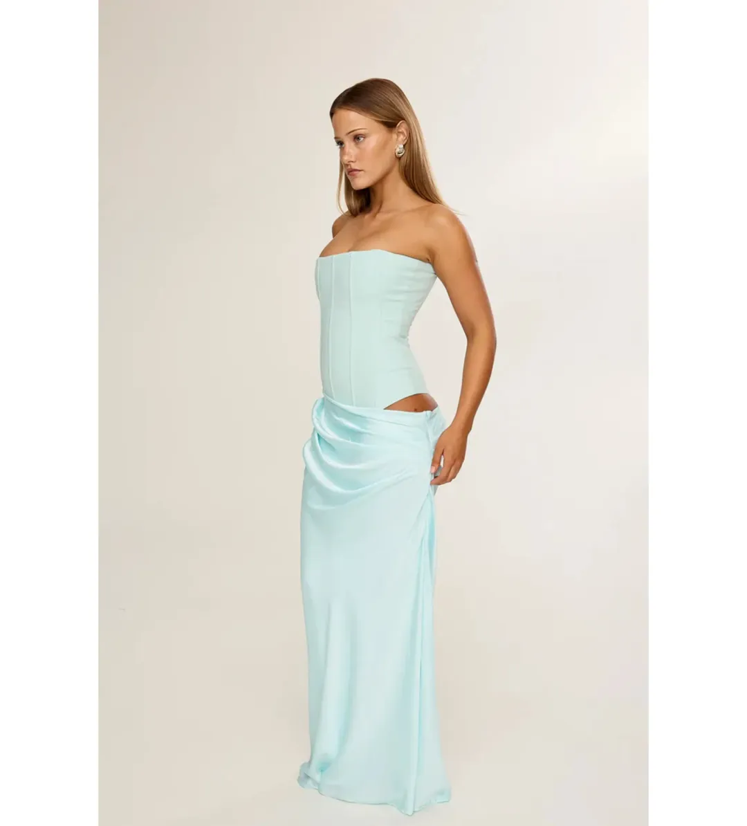Hntr The Label Huxley Gown in Aqua Size L/AU12 for rent on The Volte - main image
