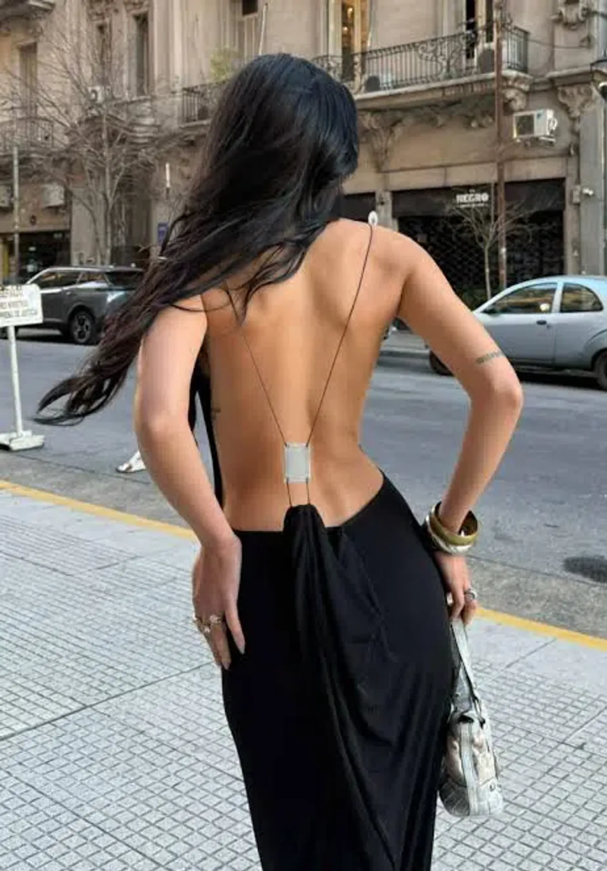 I.AM.GIA Simone Backless Dress Black Silver Size XS Extra Small 6 for rent on The Volte - main image